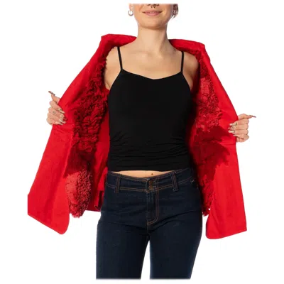 Pre-owned Comme Des Garçons 1990s Comme Des Garcons Red Over-dyed Cotton Overdyed Jacket With Deconstructed