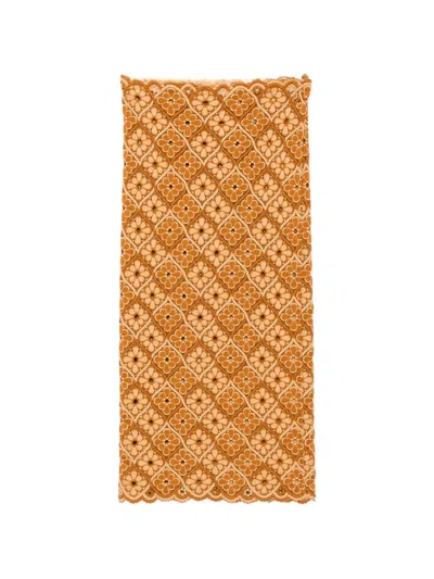Pre-owned Comme Des Garçons 1990s Floral-lace Midi Skirt In Brown