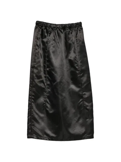 Pre-owned Comme Des Garçons 1990s Satin-finish Elasticated Skirt In Black