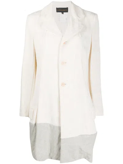 Pre-owned Comme Des Garçons 1993 Patchwork Panel Jacquard Coat In Neutrals