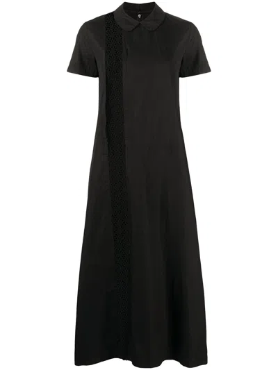 Pre-owned Comme Des Garçons 1999 Crochet-insert Midi Dress In Black