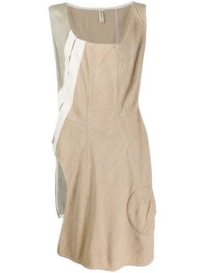 Pre-owned Comme Des Garçons 1999 Patchwork Asymmetric Dress In Neutrals
