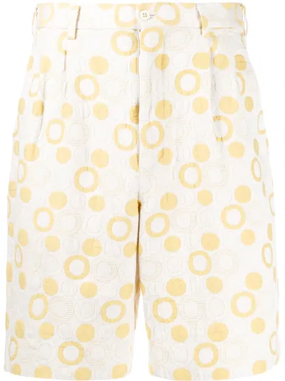 Pre-owned Comme Des Garçons 2000s Circle Print Shorts In Yellow