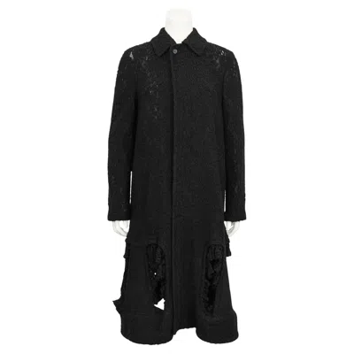 Pre-owned Comme Des Garçons 2000s Comme Des Garcons Black Guipure Lace Coat With Cut Outs