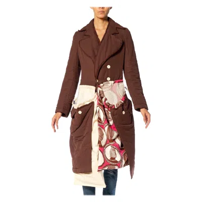 Pre-owned Comme Des Garçons 2000s Comme Des Garcons Brown Poly Deconstructed Assemblage Puffer Coat 2007
