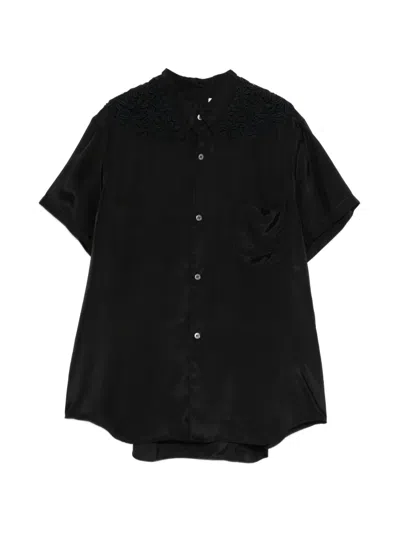 Pre-owned Comme Des Garçons 2000s Floral-detail Shirt In Black