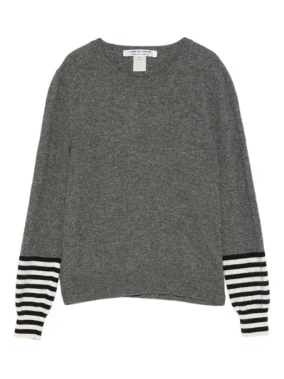 Pre-owned Comme Des Garçons 2000s Striped-cuff Sweater In Gray