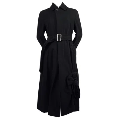 Pre-owned Comme Des Garçons 2003 Comme Des Garcons Jet Black Wool Coat With Knot Detail