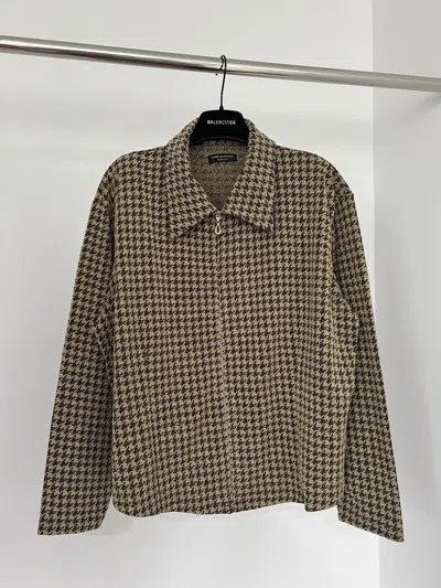Pre-owned Comme Des Garçons 2004 Comme Des Garcons Houndstooth Wool Blouson In Sand
