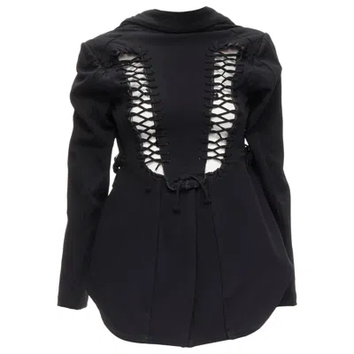 Pre-owned Comme Des Garçons Comme Des Garcons 2004 Runway Black Lace Eyelet 2-way Deconstructed Jacket M