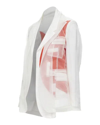 Comme Des Garçons Comme Des Garcons 2006 Runway Rising Sun Deconstructed Mesh Layered Blazer In White