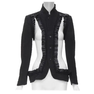 Pre-owned Comme Des Garçons Comme Des Garcons 2008 Runway Bad Taste Ruffle Cut Out Deconstructed Blazer S In Black