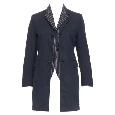 Pre-owned Comme Des Garçons Comme Des Garcons 2010 Black Pinstripe Cotton Double Layered Coat Xs