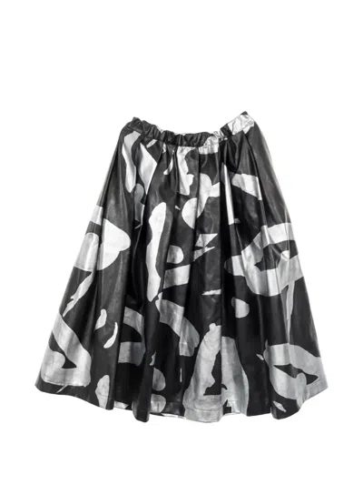 Pre-owned Comme Des Garçons 2010s Abstract-print Pleated Skirt In Black