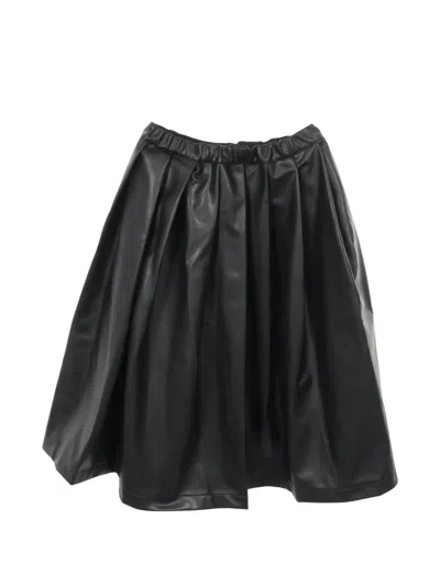 Pre-owned Comme Des Garçons 2010s Faux-leather Midi Skirt In Black