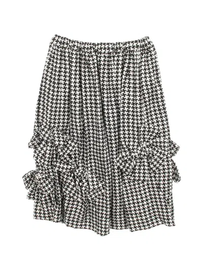 Pre-owned Comme Des Garçons 2010s Houndstooth-pattern Midi Skirt In Black