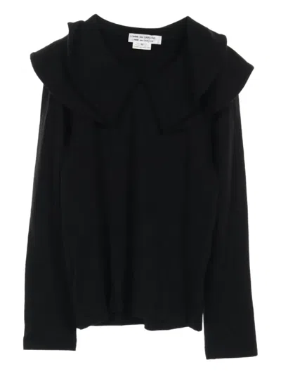 Pre-owned Comme Des Garçons 2010s Sailor-collar Wool Sweater In Black