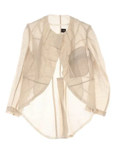 Pre-owned Comme Des Garçons 2010s See-through Linen Jacket In Sand