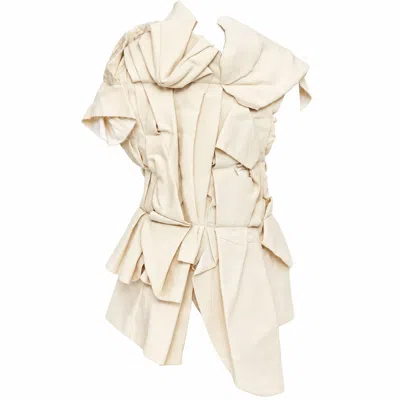 Pre-owned Comme Des Garçons Comme Des Garcons 2013 Canvas Gathered Vest In Beige