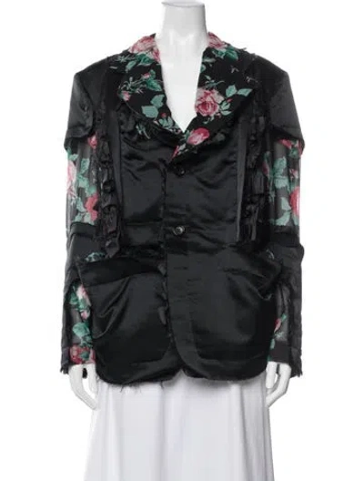 Pre-owned Comme Des Garçons 2018 Floral Print Blazer In Black