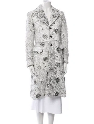 Pre-owned Comme Des Garçons 2023 Printed Peacoat In White