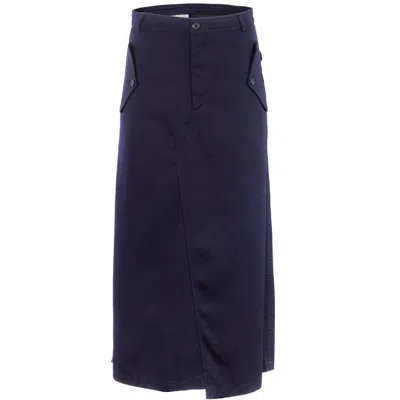 Pre-owned Comme Des Garçons 20th Century  Navy Asymmetric Maxi Skirt In Blue