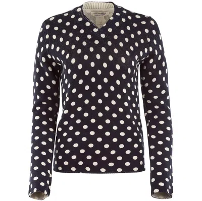 Pre-owned Comme Des Garçons 20th Century Nwt  Navy And White Polkadot Sweater
