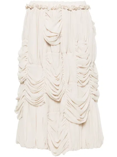Comme Des Garçons A-line Ruched Midi Dress In Neutrals