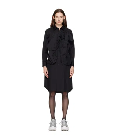 Comme Des Garçons A Medium-length Dress With A Lotus Leaf Edge In Black