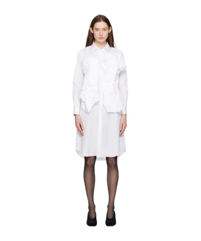 Comme Des Garçons A Medium-length Dress With A Lotus Leaf Edge In White