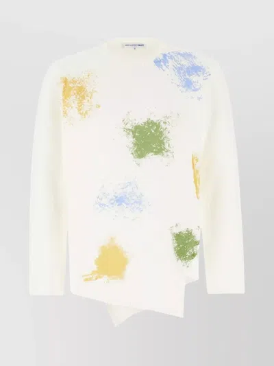Comme Des Garçons Abstract Pattern Polyester Sweater With Asymmetric Hemline In 1
