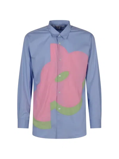 Comme Des Garçons Abstract-patchwork Shirt In Blue