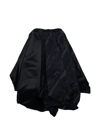 Comme Des Garçons Abstract-print Gathered Skirt In Black