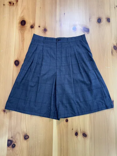 Pre-owned Comme Des Garçons Ad 2017 Plaid Pleat Wide Shorts In Gray