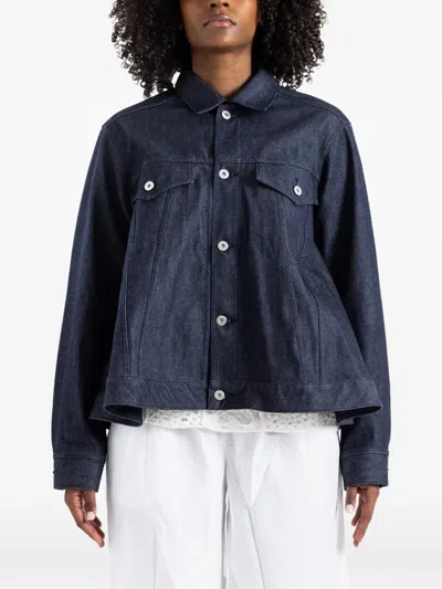 Comme Des Garçons Long-sleeved Denim Jacket In Purple