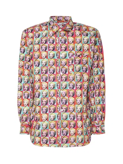 Comme Des Garçons Andy-warhol-marilyn Print Cotton Shirt In White