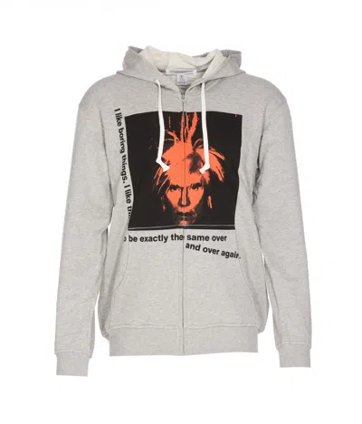 Comme Des Garçons Andy Warhol Print Zip Up Sweatshirt In Grey