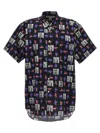 Comme Des Garçons 'graphic Print' Short Sleeves Shirt With Front Pocket In Black