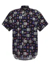 Comme Des Garçons 'graphic Print' Short Sleeves Shirt With Front Pocket In Multi