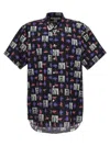 Comme Des Garçons 'graphic Print' Short Sleeves Shirt With Front Pocket In Multicolor