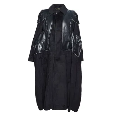 Comme Des Garçons Angora Mix Wool Beaver Coat In Black
