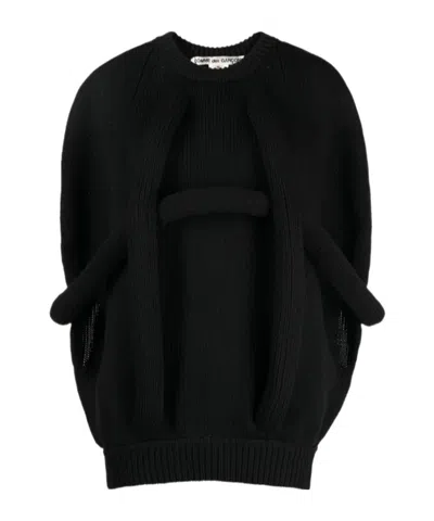 Comme Des Garçons Appliqu-detail Chunky-knit Jumper In Black