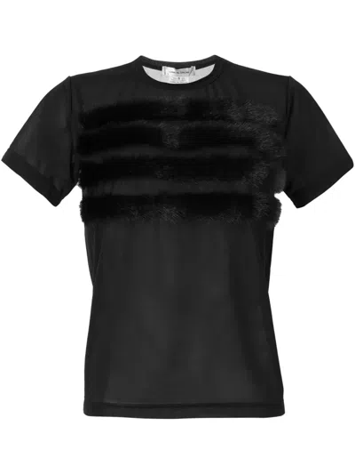 Comme Des Garçons T-shirt Mit Pelz-applikationen In Black