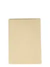 Comme Des Garçons Bi-fold Leather Wallet With Clean Lines In Beige