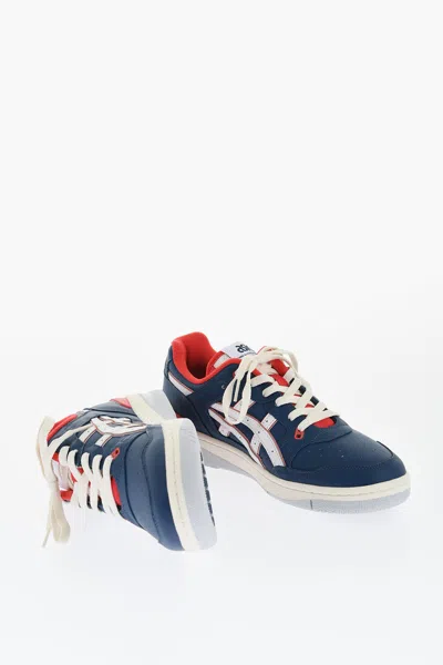 Comme Des Garçons Asics Color Block Leather Low-top Sneakers In Blue
