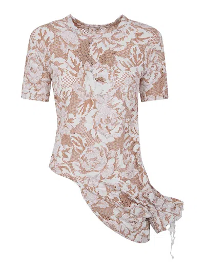 Comme Des Garçons Floral-embroidered Asymmetric Blouse In Multi