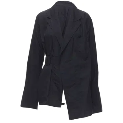 Comme Des Garçons Comme Des Garcons Asymmetric Belted Deconstructed Blazer In Black