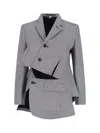 Comme Des Garçons Asymmetric Blazer With Notched Lapel Design In Gray