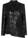 Comme Des Garçons Floral Embroidered Asymmetric Faux Leather Jacket In Black