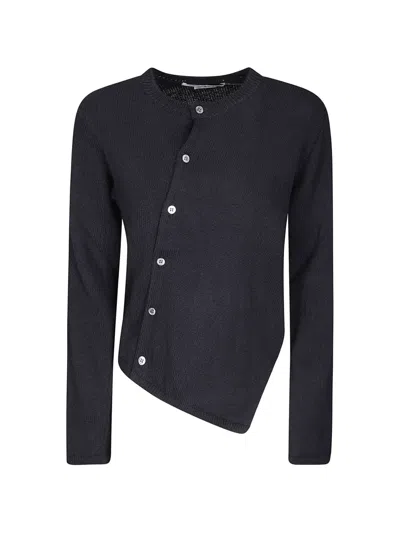 Comme Des Garçons Asymmetric Button-up Sweater In Black